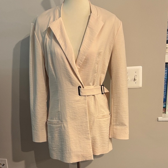 Y-3 Cream Women's Blazer with Belted Detail